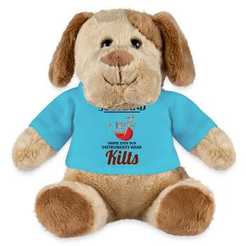 Bagpipe Player Instrument Scottish Scotland Music - MiniFeet® Dog Helge - atoll blue - Front