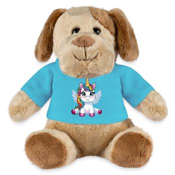 Genervtes Einhorn – Originelles Design für Fantasi - MiniFeet® Hund Helge - Atollblau - Vorne
