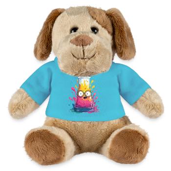 Buntes Reagenzglas Comic - MiniFeet® Hund Helge - Atollblau - Vorne