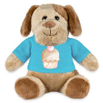 Törtchen Kirsche Zuckerguss Süß Dessert Shirt - MiniFeet® Hund Helge - Atollblau - Vorne