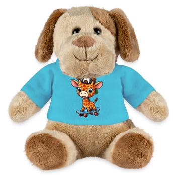 Freche Skater-Giraffe mit Skateboard - MiniFeet® Hund Helge - Atollblau - Vorne