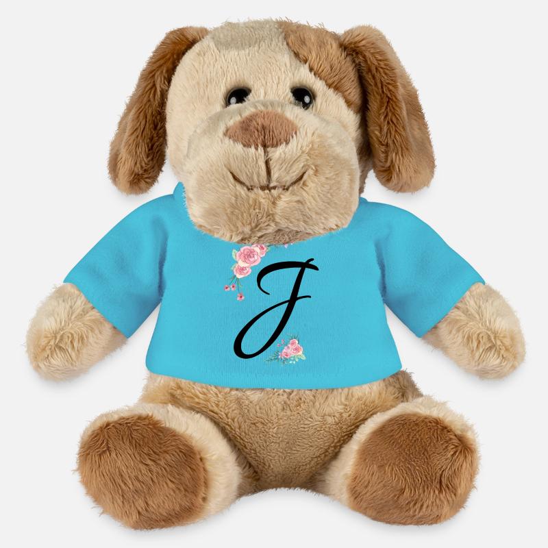 Buchstabe j Blumen - MiniFeet® Hund Helge - Atollblau