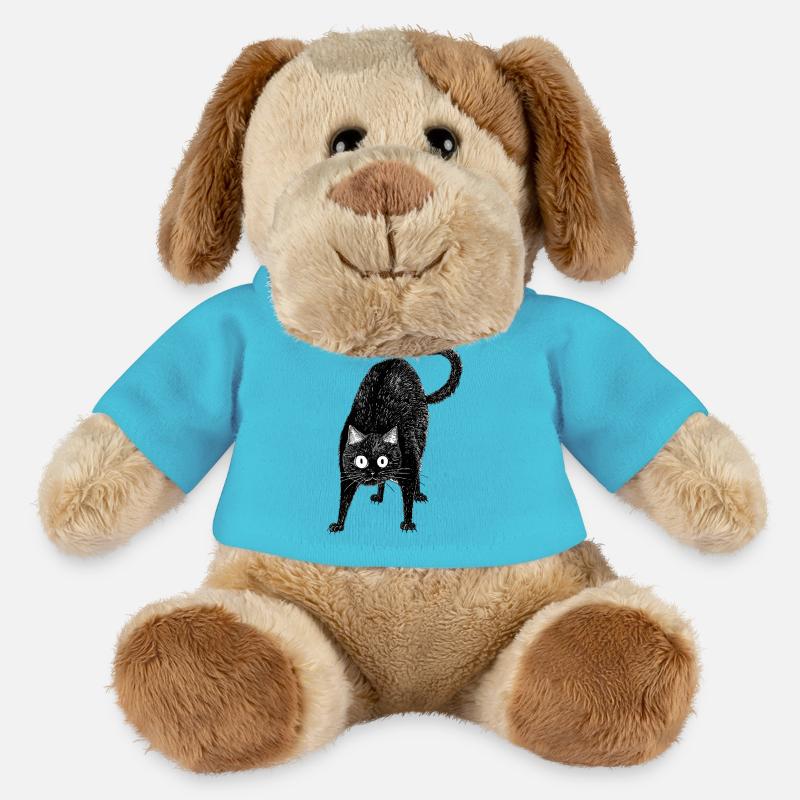 Schwarze Katze - MiniFeet® Hund Helge - Atollblau