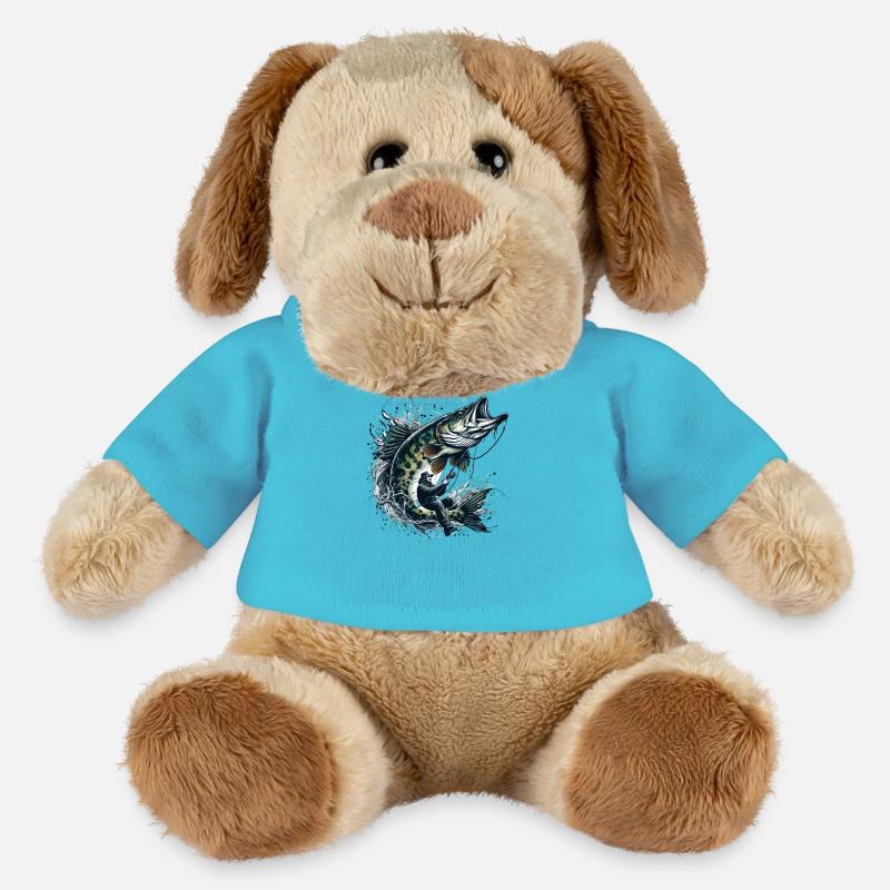 Angeln Hecht Geschenk - MiniFeet® Hund Helge - Atollblau