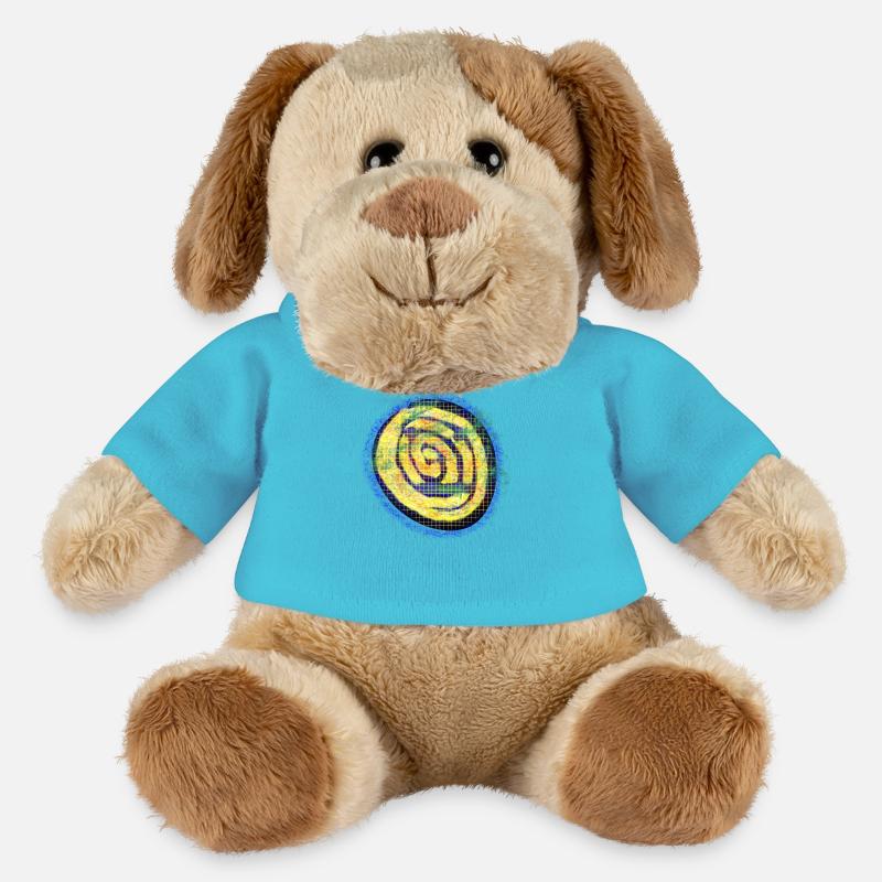 Yellow creative spiral with check pattern - MiniFeet® Dog Helge - atoll blue