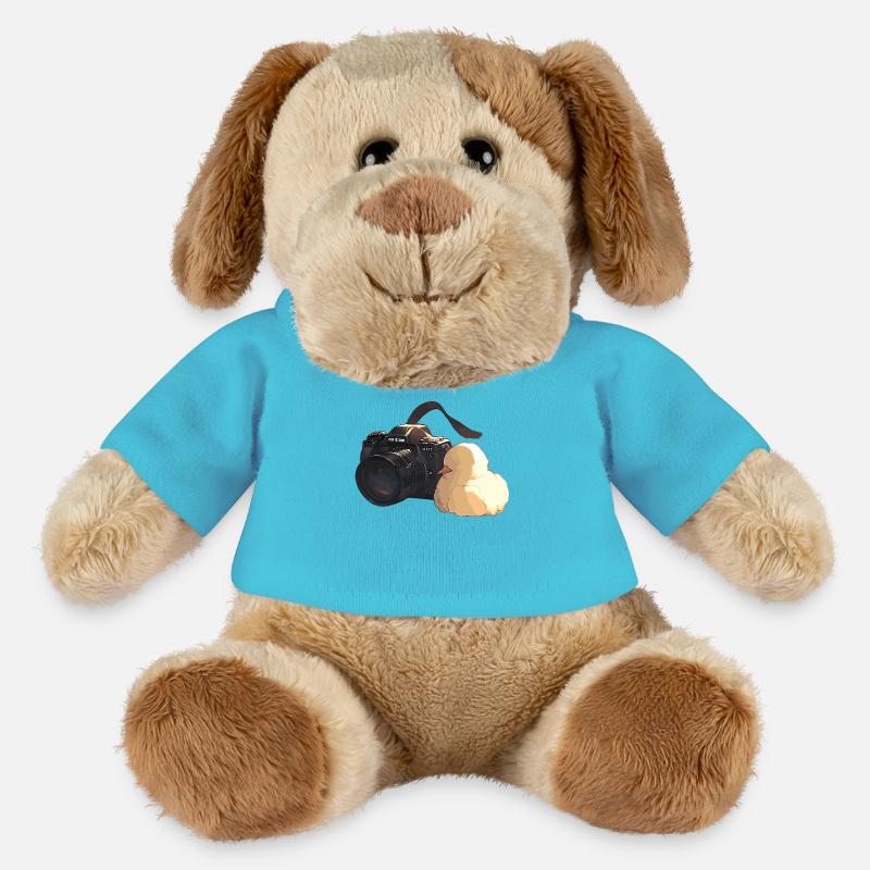 Curious Chick explore la photographie - Chien en peluche Helge MiniFeet® - bleu outremer