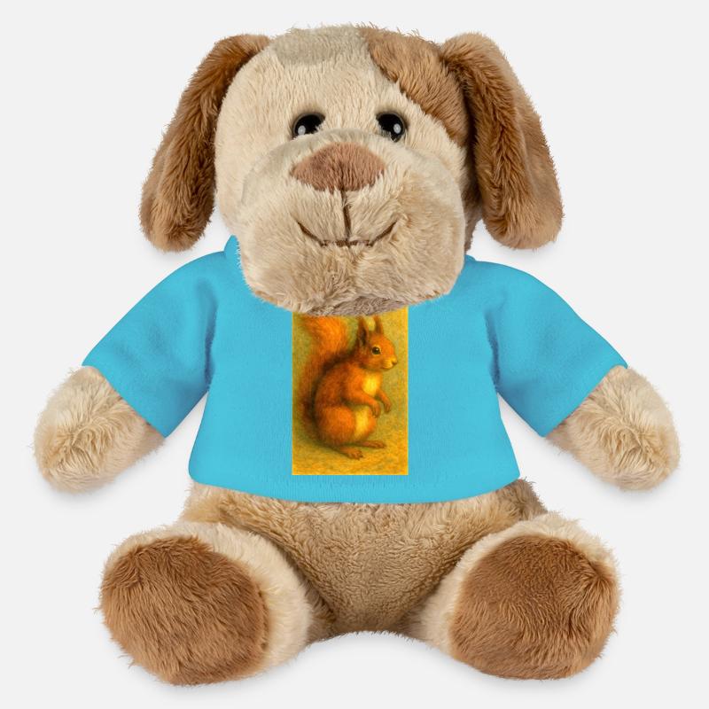 Rotes Eichhörnchen in klassischer Ölmalerei - MiniFeet® Hund Helge - Atollblau