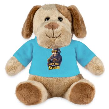 Keine Zeit für Stress – Gamer Waschbär - MiniFeet® Hund Helge - Atollblau - Vorne