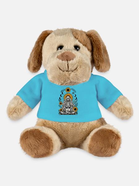 Yogi Skeleton with Sunflowers Art Halloween Design - MiniFeet® Hund Helge - Atollblau