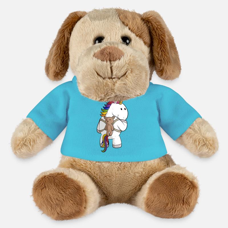 Comic Einhorn mit Rucksack - MiniFeet® Hund Helge - Atollblau