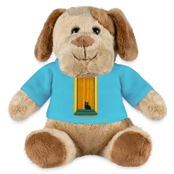 Chat de fenêtre dans un cadre doré - Chien en peluche Helge MiniFeet® - bleu outremer - Devant