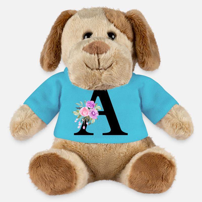 Lila Blumenbuchstabe - MiniFeet® Hund Helge - Atollblau