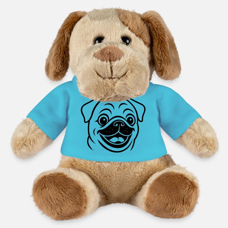 TinyPaws Black & White Edition Mops Style b - MiniFeet® Hund Helge - Atollblau