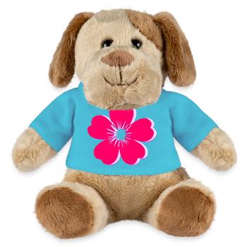 Vivid Pink Flower Bloom - MiniFeet® Dog Helge - atoll blue - Front