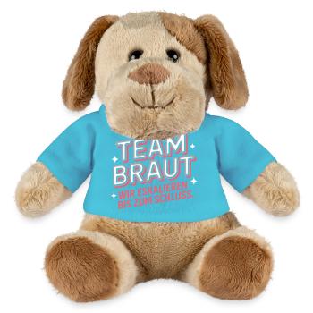 Team Braut Wir Eskalieren Crew Squad JGA Frauen - MiniFeet® Hund Helge - Atollblau - Vorne