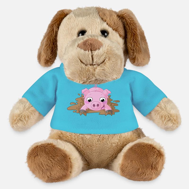 Planschendes Comic Schweinchen - MiniFeet® Hund Helge - Atollblau