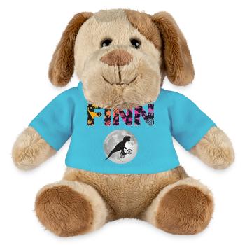 FINN - Schöner Jungen Name mit Dinosaurier - MiniFeet® Hund Helge - Atollblau - Vorne