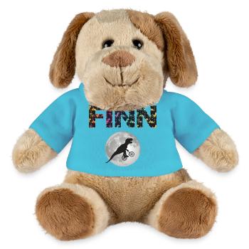 FINN - Schöner Jungen Name mit Dinosaurier - MiniFeet® Hund Helge - Atollblau - Vorne