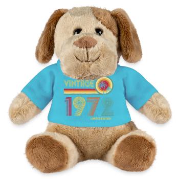 Vintage 1970er Retro Kreis und Zahlen Design - MiniFeet® Hund Helge - Atollblau - Vorne