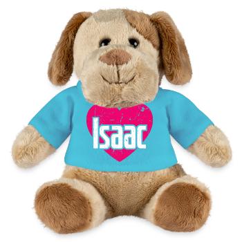 I Love Isaac Pink Heart I Love Isaac - MiniFeet® Dog Helge - atoll blue - Front