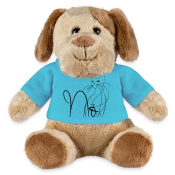 Geometrischer Katzen Silhouette Druck - MiniFeet® Hund Helge - Atollblau - Vorne