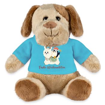 Joyeux Noël alpaga et pingouin - Chien en peluche Helge MiniFeet® - bleu outremer - Devant
