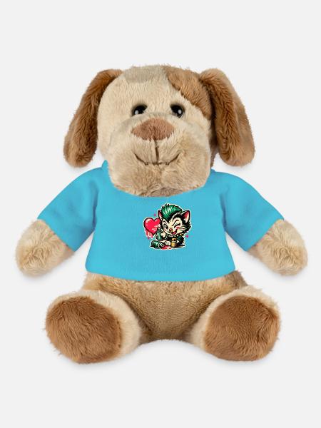 Graffiti de chaton avec cœur - Chien en peluche Helge MiniFeet® - bleu outremer