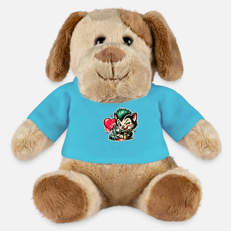 Graffiti de chaton avec cœur - Chien en peluche Helge MiniFeet® - bleu outremer