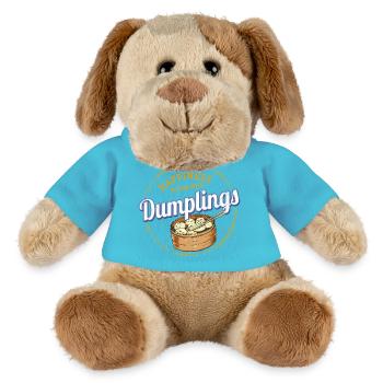 Dumpling Food Baozi Design Vintage Teigtasche - MiniFeet® Hund Helge - Atollblau - Vorne