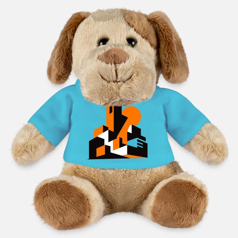 Geometrische Stadtsilhouette Orange - MiniFeet® Hund Helge - Atollblau