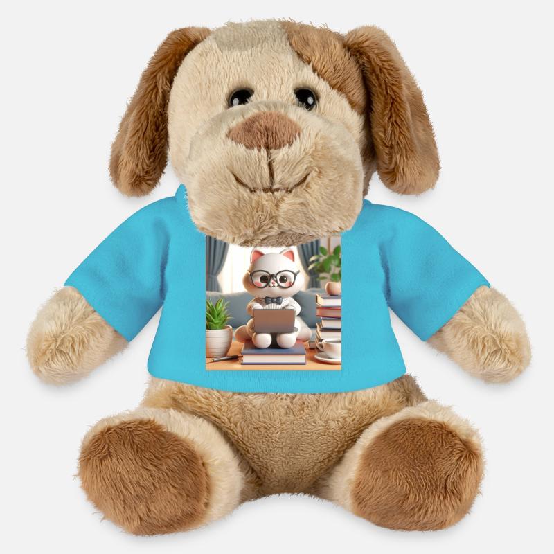 Chat d’ordinateur 3D - Chien en peluche Helge MiniFeet® - bleu outremer