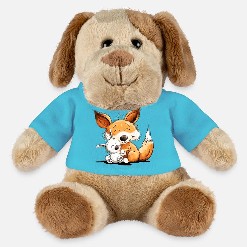 Fuchs Mit Hase Freundschaft Team Wildtier - MiniFeet® Hund Helge - Atollblau