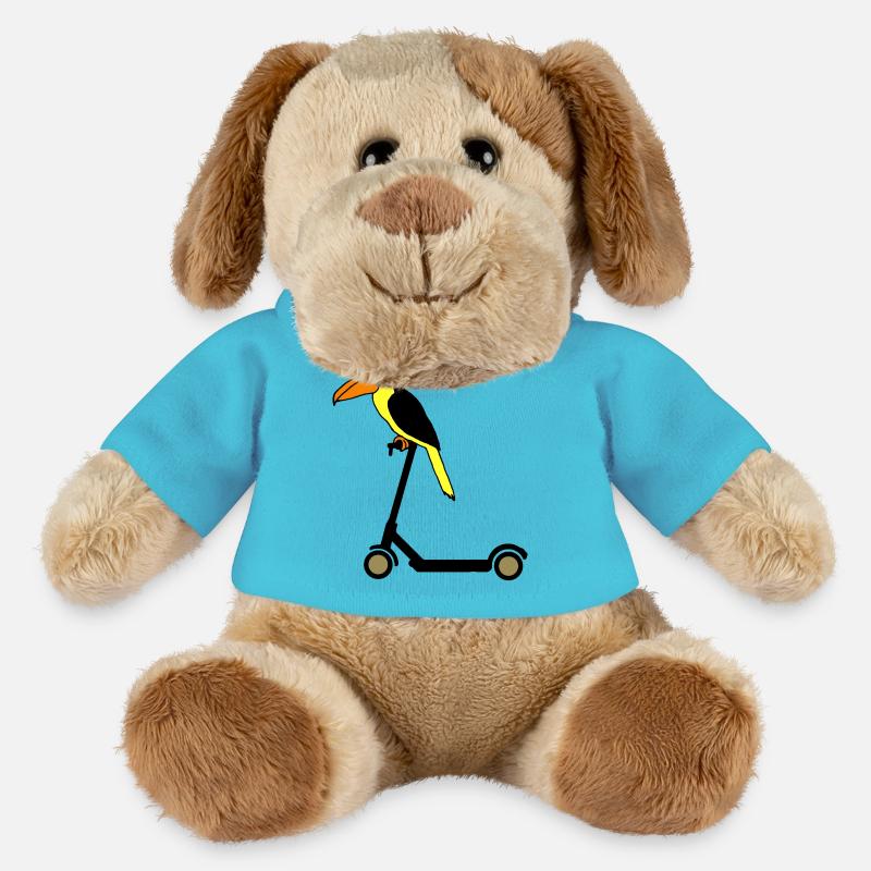 Tucan Rides Trottinette E Oiseau de Paradis - Chien en peluche Helge MiniFeet® - bleu outremer