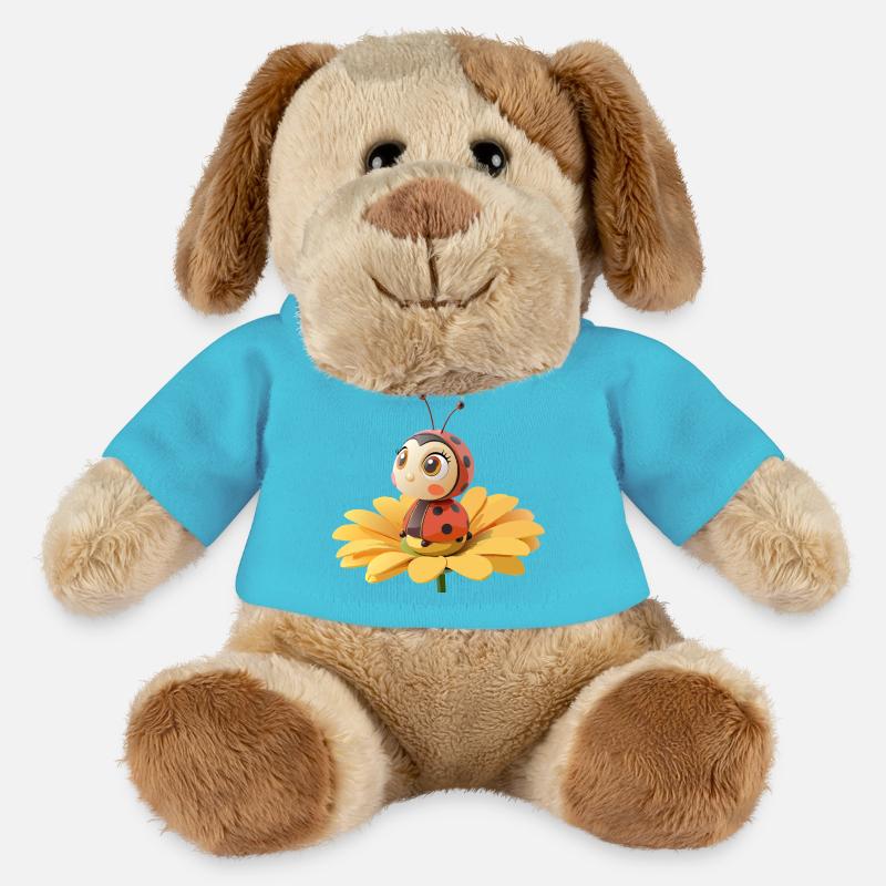 Süßer Marienkäfer auf einer Blume - MiniFeet® Hund Helge - Atollblau