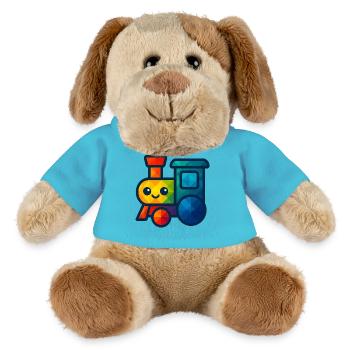 WPAP Polygon Kawaii Stil Baby Spielzeug Lokomotive - MiniFeet® Hund Helge - Atollblau - Vorne