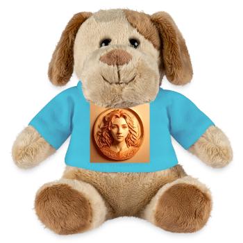 Kreisförmiges Laubporträt - MiniFeet® Hund Helge - Atollblau - Vorne