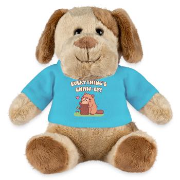 Süßer Biber Alles Nagt Lustiges Wortspiel - MiniFeet® Hund Helge - Atollblau - Vorne