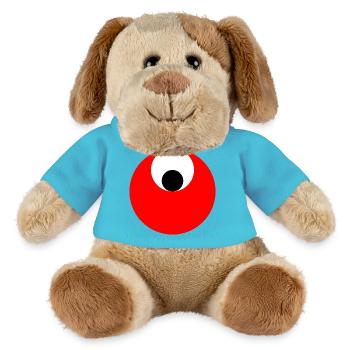 3 circles, red, white and black - MiniFeet® Dog Helge - atoll blue - Front