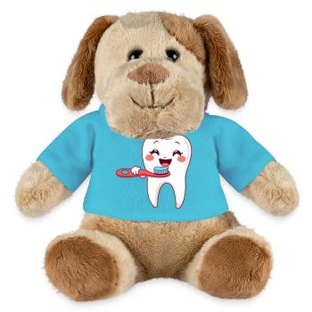 Zahn, Zähne, Zahnarzt - MiniFeet® Hund Helge - Atollblau - Vorne