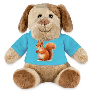 Squirrel with acorn illustration - MiniFeet® Dog Helge - atoll blue - Front