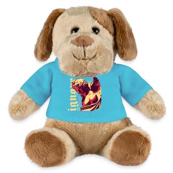 Silhouette de héros antique dans le style pop art - Chien en peluche Helge MiniFeet® - bleu outremer - Devant