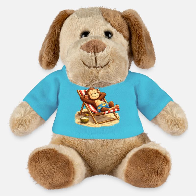 Tropischer Schlummeraffe am Strand - MiniFeet® Hund Helge - Atollblau