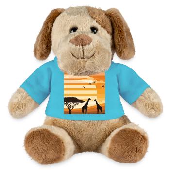 Safari Sunset Giraffe Africa Landscape Shirt - MiniFeet® Dog Helge - atoll blue - Front