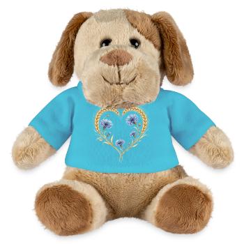 Weizen Herz Kornblume Ähren Natur Blumen Motiv - MiniFeet® Hund Helge - Atollblau - Vorne