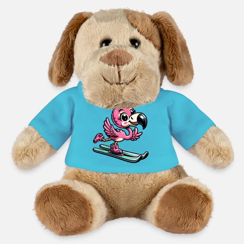 Flamingoski - Comic Skifahrer Urlaub - MiniFeet® Hund Helge - Atollblau