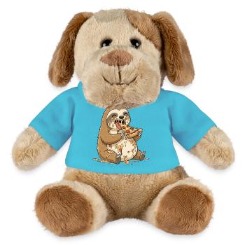 Süßer Faultier Cartoon Pizza Salami Tollpatsch - MiniFeet® Hund Helge - Atollblau - Vorne