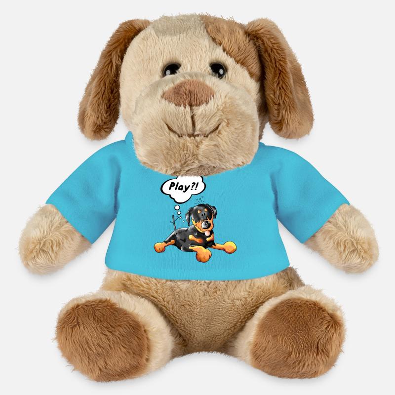 Rottweiler denkt sich Play - MiniFeet® Hund Helge - Atollblau