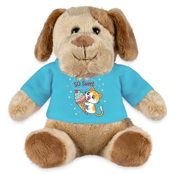Chat gourmand avec glace pastel - Chien en peluche Helge MiniFeet® - bleu outremer - Devant