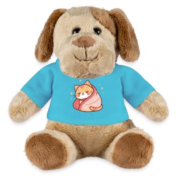 Sleeper Cat Wrapped in Pink Stars - MiniFeet® Dog Helge - atoll blue - Front