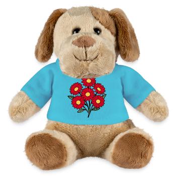 Blume rot rote Blume Blumen Gänseblümchen - MiniFeet® Hund Helge - Atollblau - Vorne